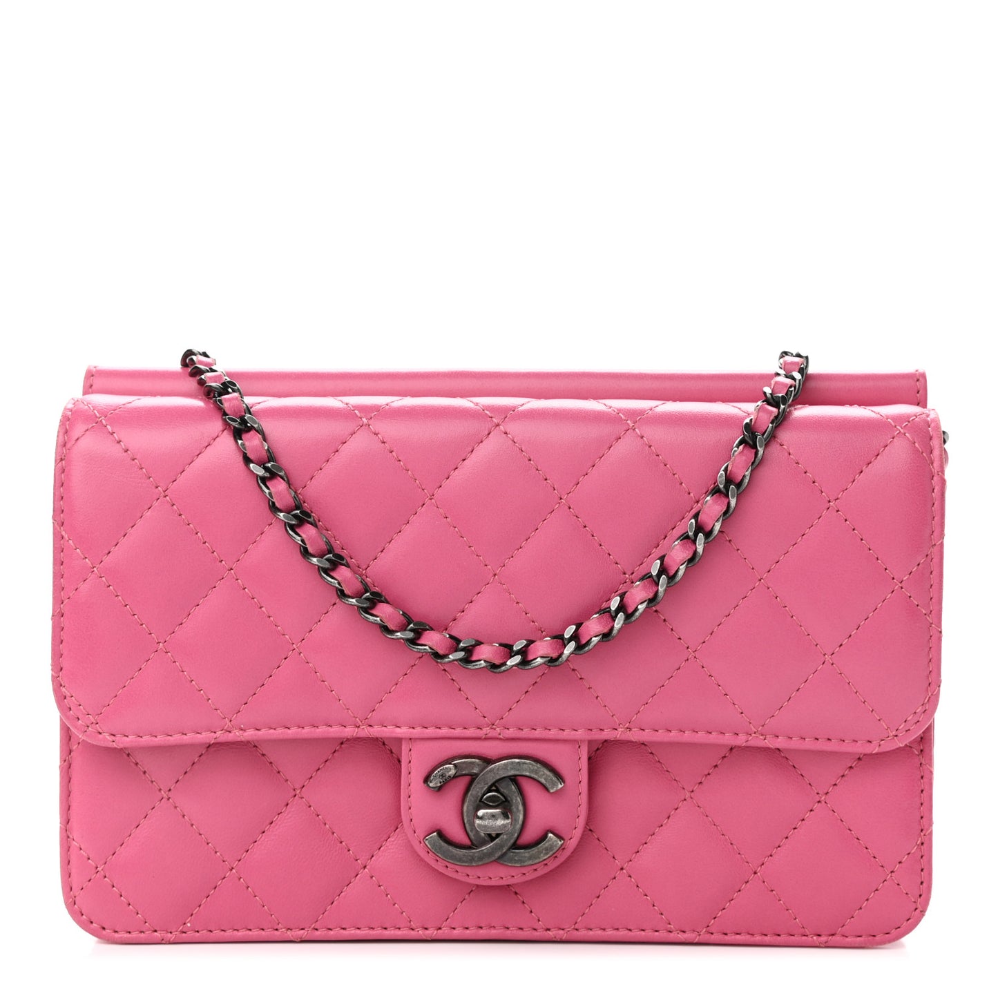 Lambskin Quilted Medium Crossing Times Flap Pink