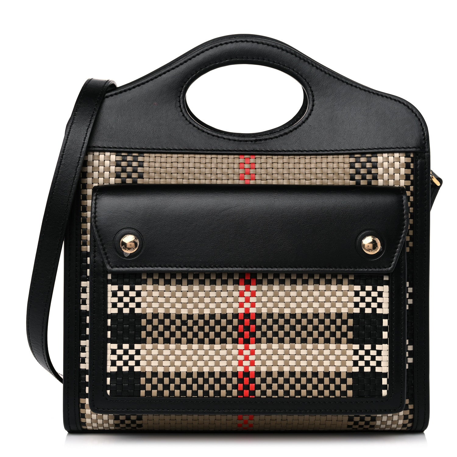 Burberry Calfskin Check Mini Pocket Bag Black 1 of 11