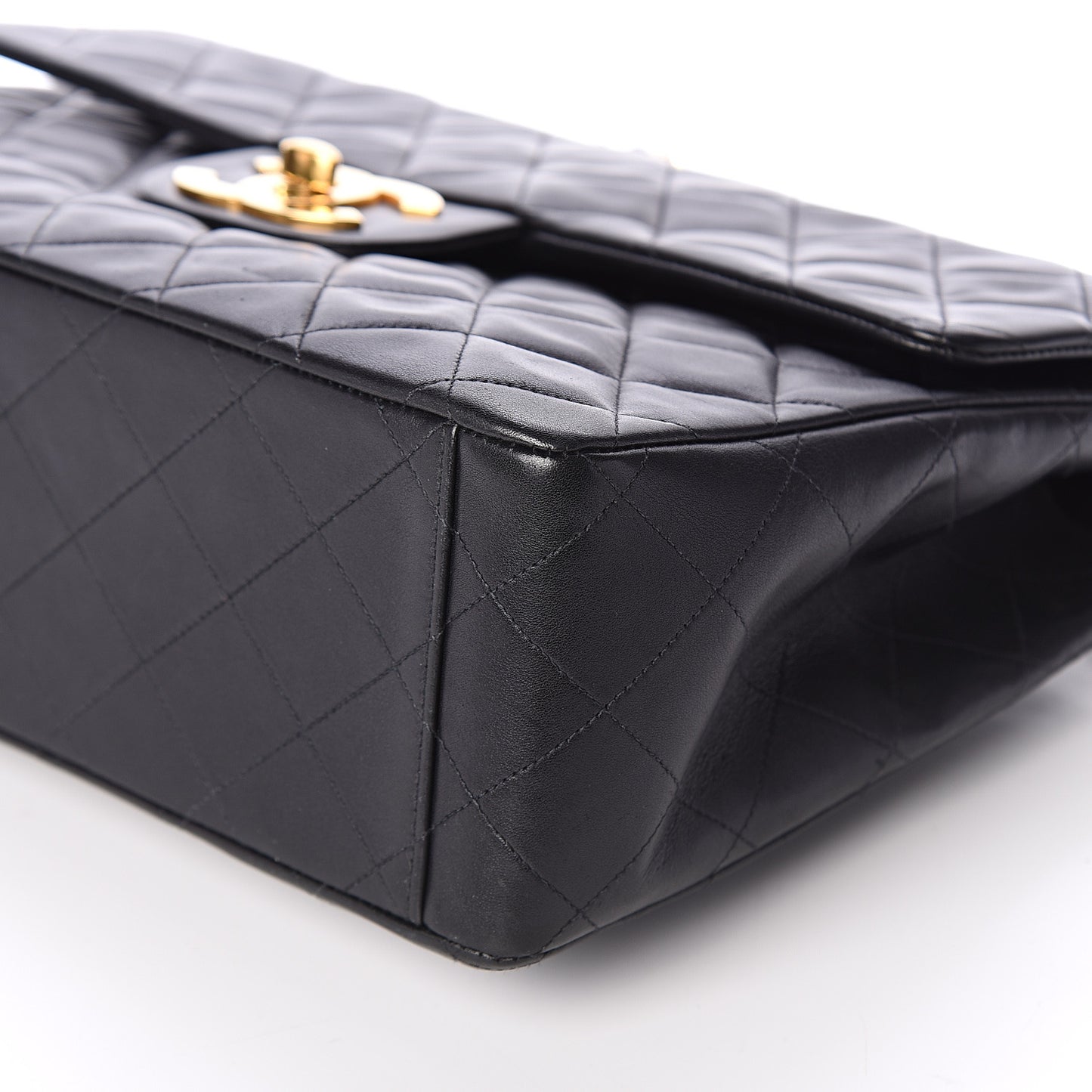 Lambskin Quilted XL Jumbo Single Flap Black