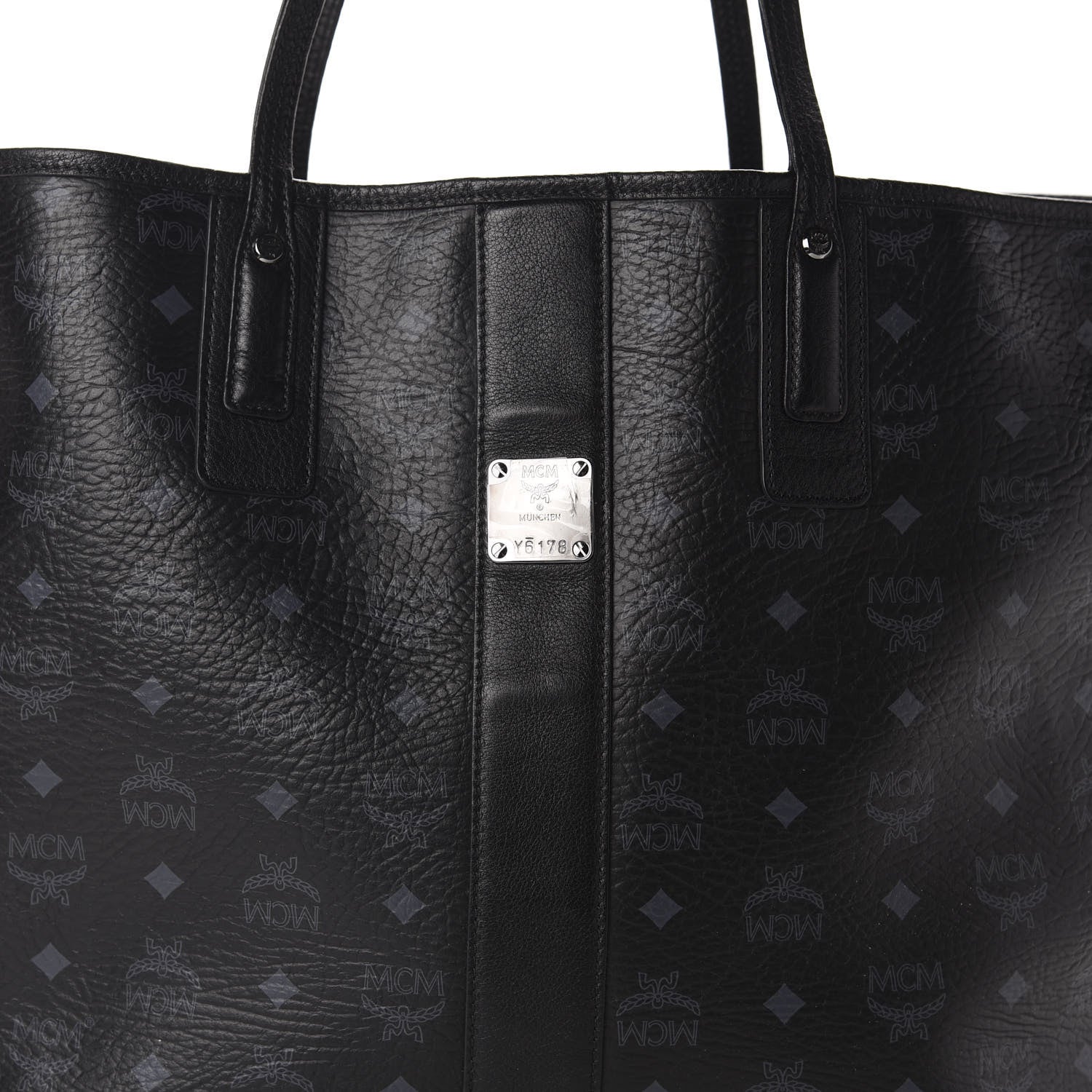 MCM Visetos Large Liz Reversible Shopper Tote Black 8 of 15