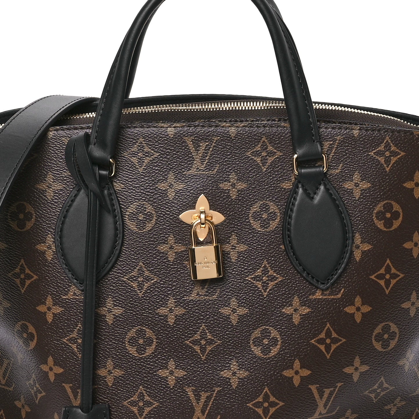Monogram Flower Zipped Tote MM Black