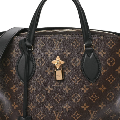 Louis Vuitton Monogram Flower Zipped Tote MM Black 8 of 10