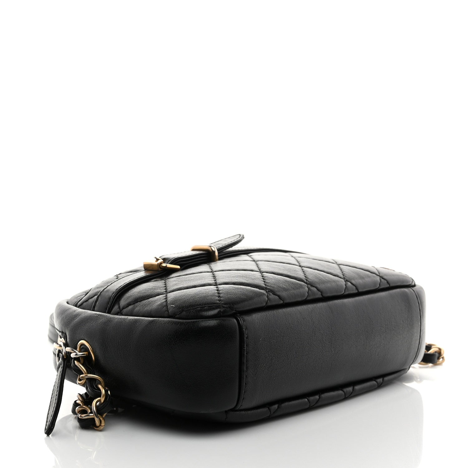 Chanel Lambskin Quilted Medium Buckle Camera Case Bag Black 4 of 10