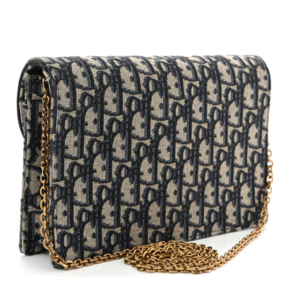 Christian Dior Oblique Saddle Chain Pouch Blue 3 of 9
