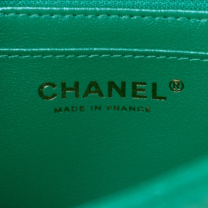 Chanel Iridescent Lambskin Quilted Mini Top Handle Rectangular Flap Green 6 of 10