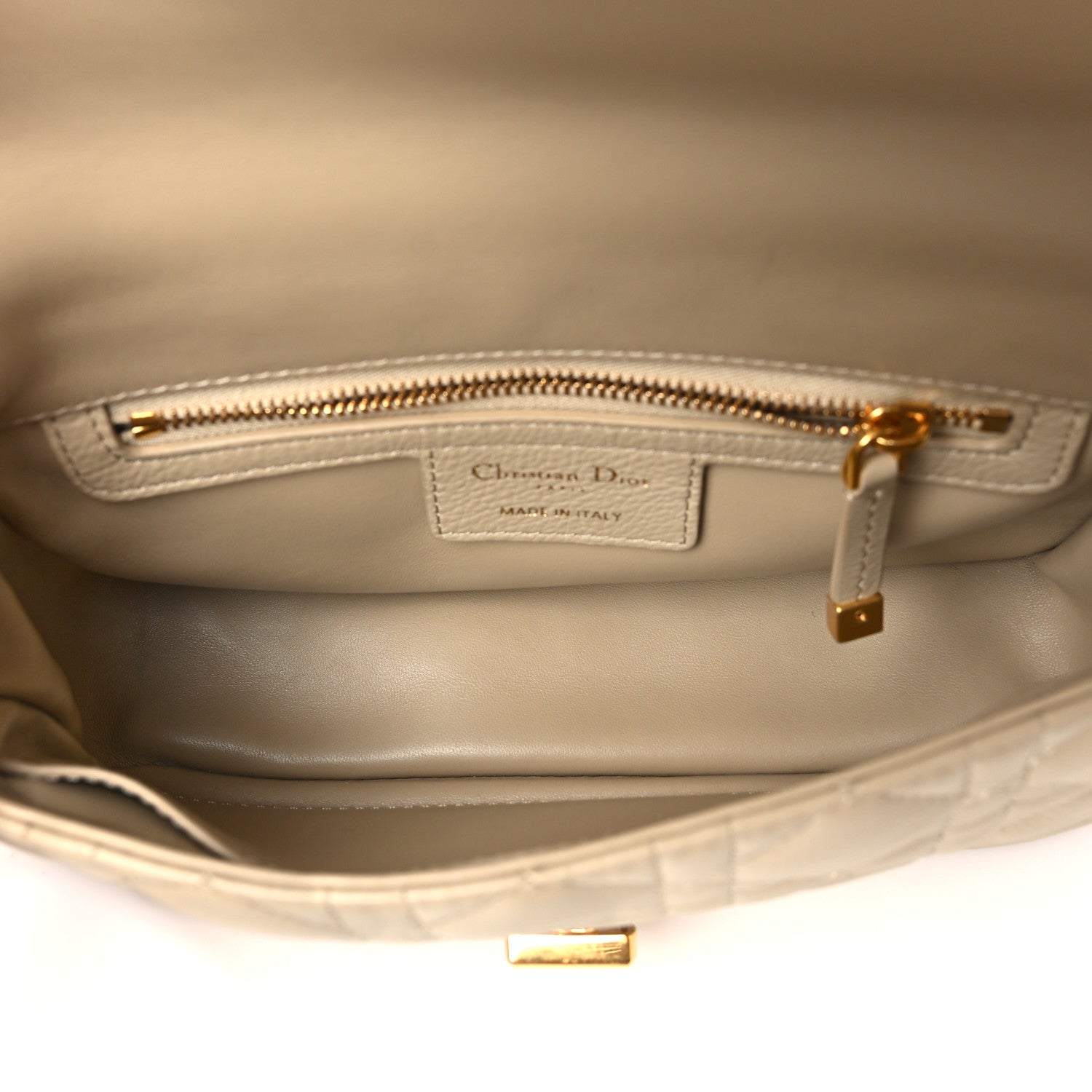 Christian Dior Grained Calfskin Cannage Small Caro Bag Beige 4 of 9