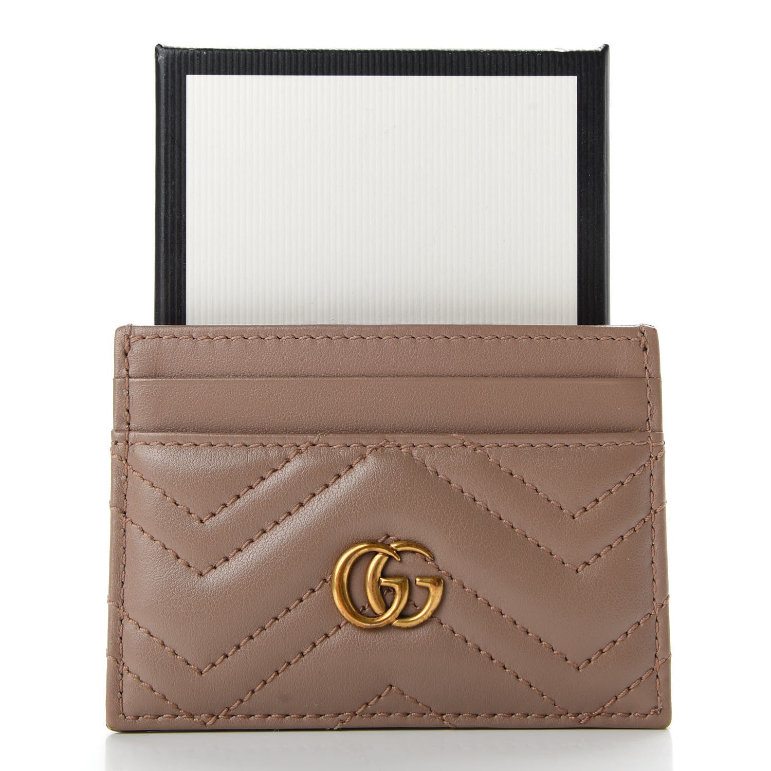 Gucci Calfskin Matelasse GG Marmont Card Holder Porcelain Rose 7 of 7