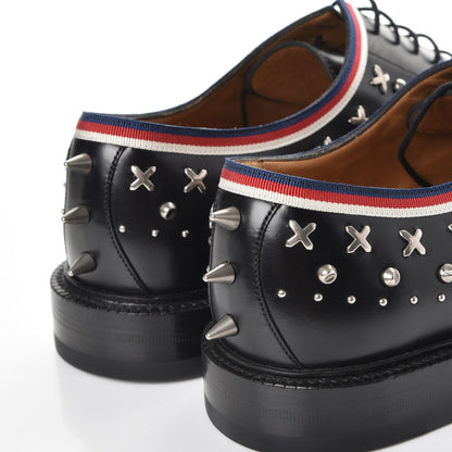 Gucci Mens Calfskin Studded Lace Up Loafers 10 Black 12 of 13