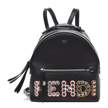 Fendi Vitello Century Fun Fair Metal Studded Mini Backpack Black Multicolor 1 of 10