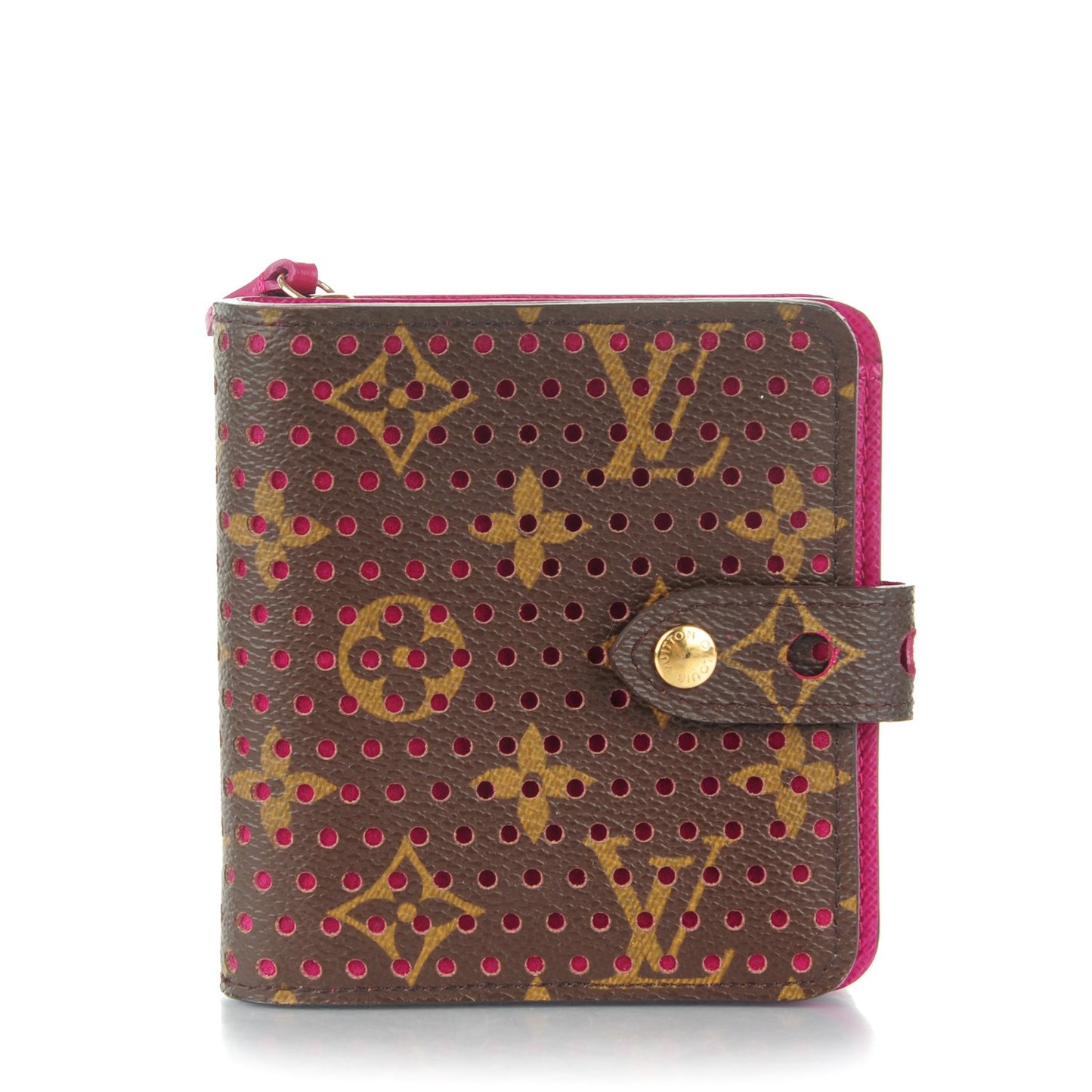 Monogram Perforated Compact Zipped Wallet Fuchsia