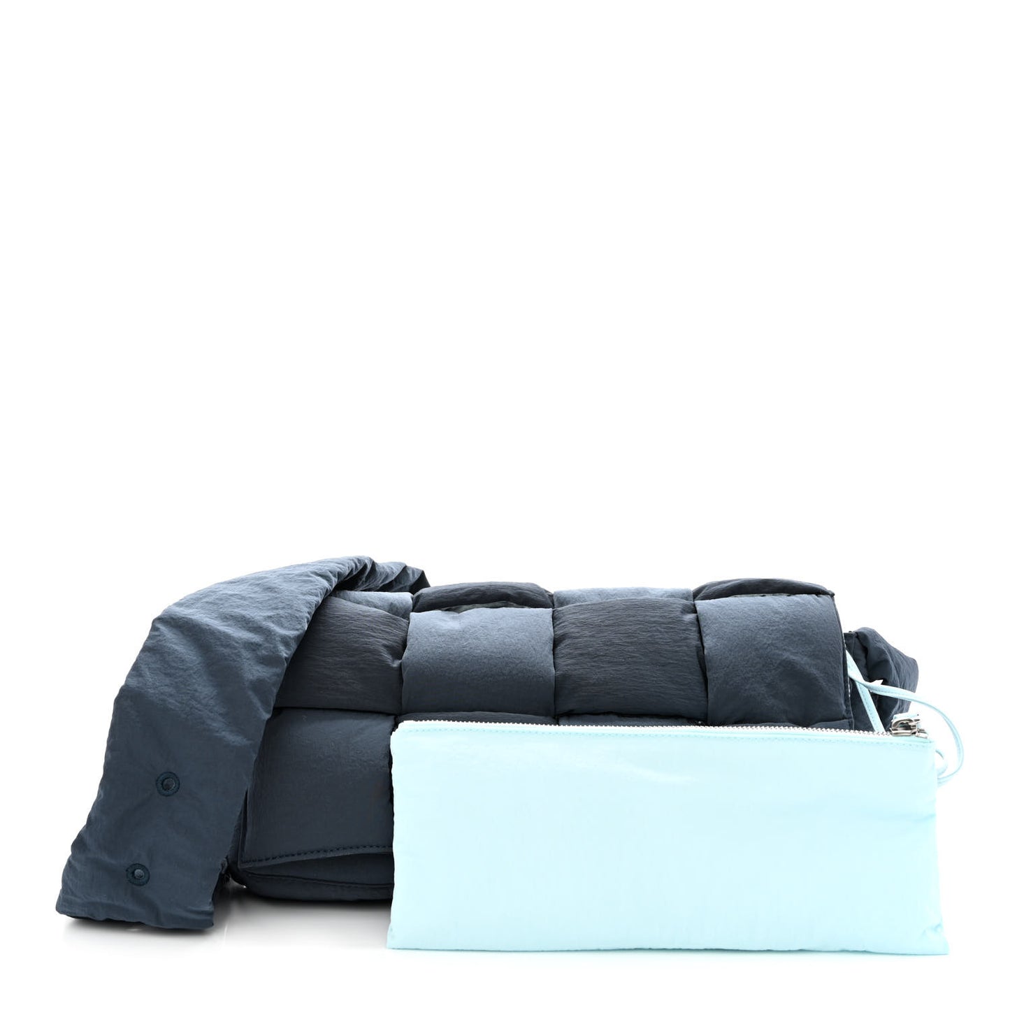 Nylon Intrecciato Padded Tech Cassette Bag Deep Blue Pale Blue