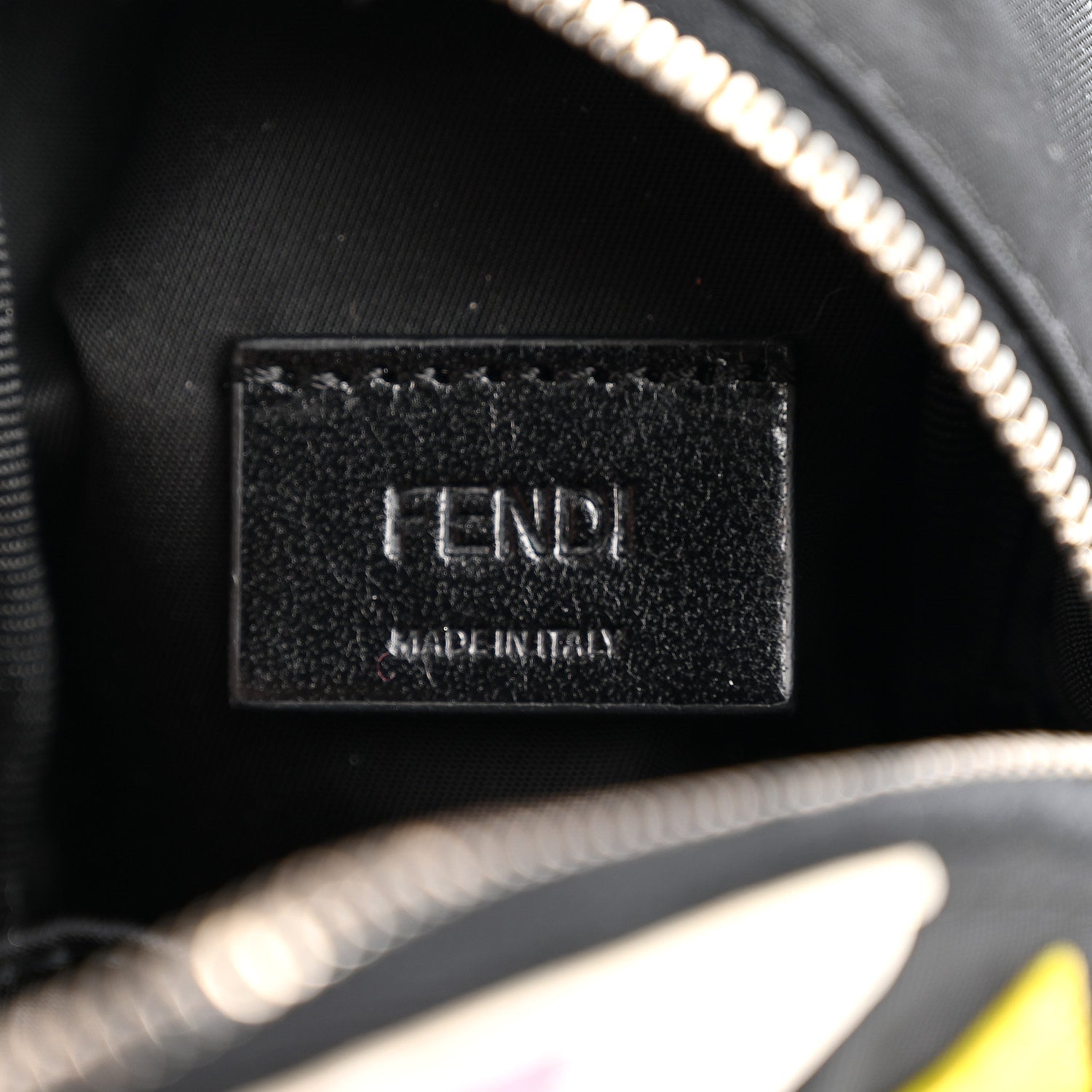 Fendi Nylon Shiny Nappa Nutria Fox Fur Monster Eyes Mini Backpack Charm Black Multicolor 5 of 6