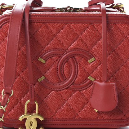 Chanel Caviar Quilted Medium CC Filigree Vanity Case Red 10 of 10