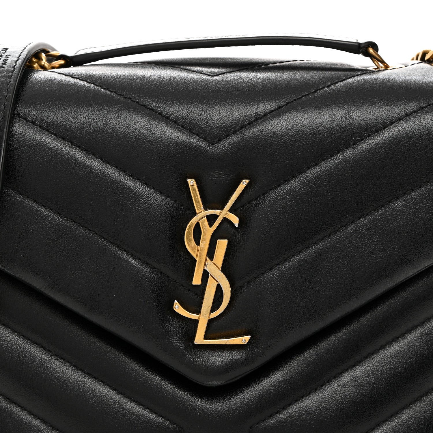 Saint Laurent Calfskin Y Quilted Monogram Small Loulou Chain Satchel Black 8 of 10