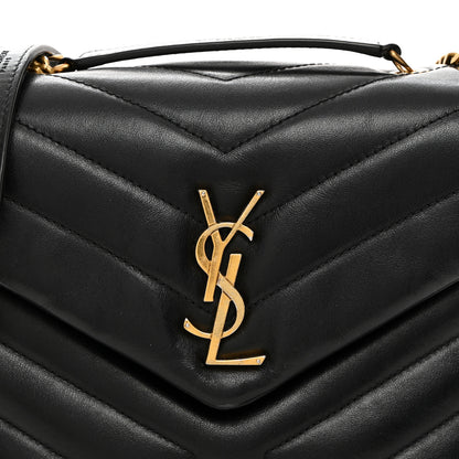 Saint Laurent Calfskin Y Quilted Monogram Small Loulou Chain Satchel Black 8 of 10