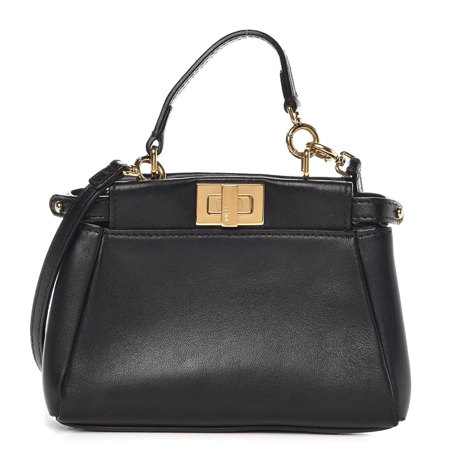 Fendi Nappa Micro Peekaboo Iconic Satchel Black 1 of 10