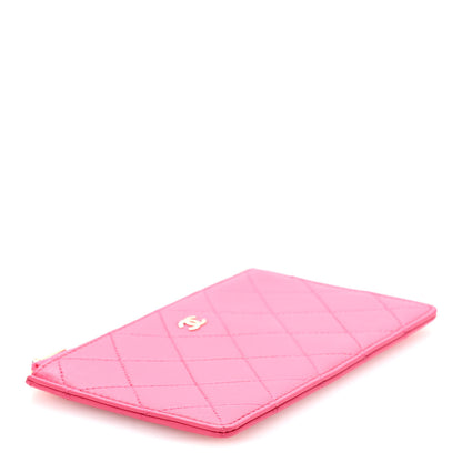 Chanel Lambskin Quilted Zip Pouch Pink 4 of 7