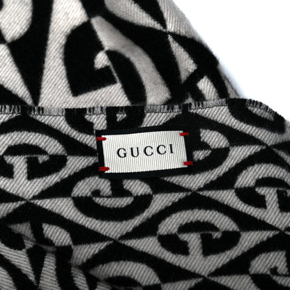 Gucci Wool Cotton Jacquard G Rhombus Scarf Black Ivory 4 of 8
