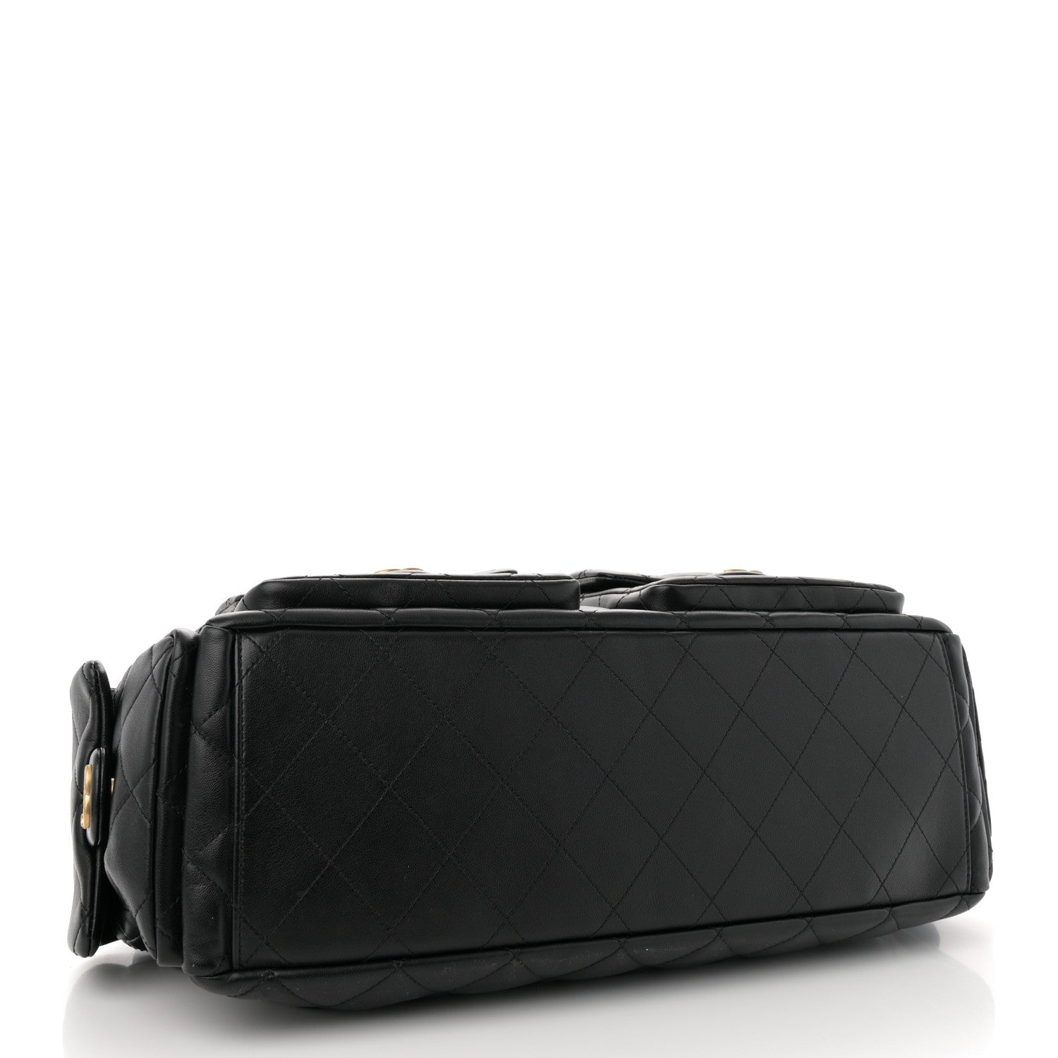 Chanel Shiny Lambskin Quilted Maxi Trendy Pockets Hobo Black 4 of 11