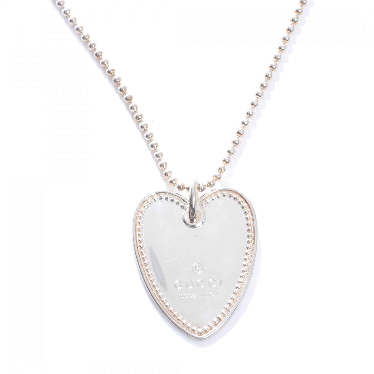 Gucci Sterling Silver Heart Tag Necklace 1 of 5