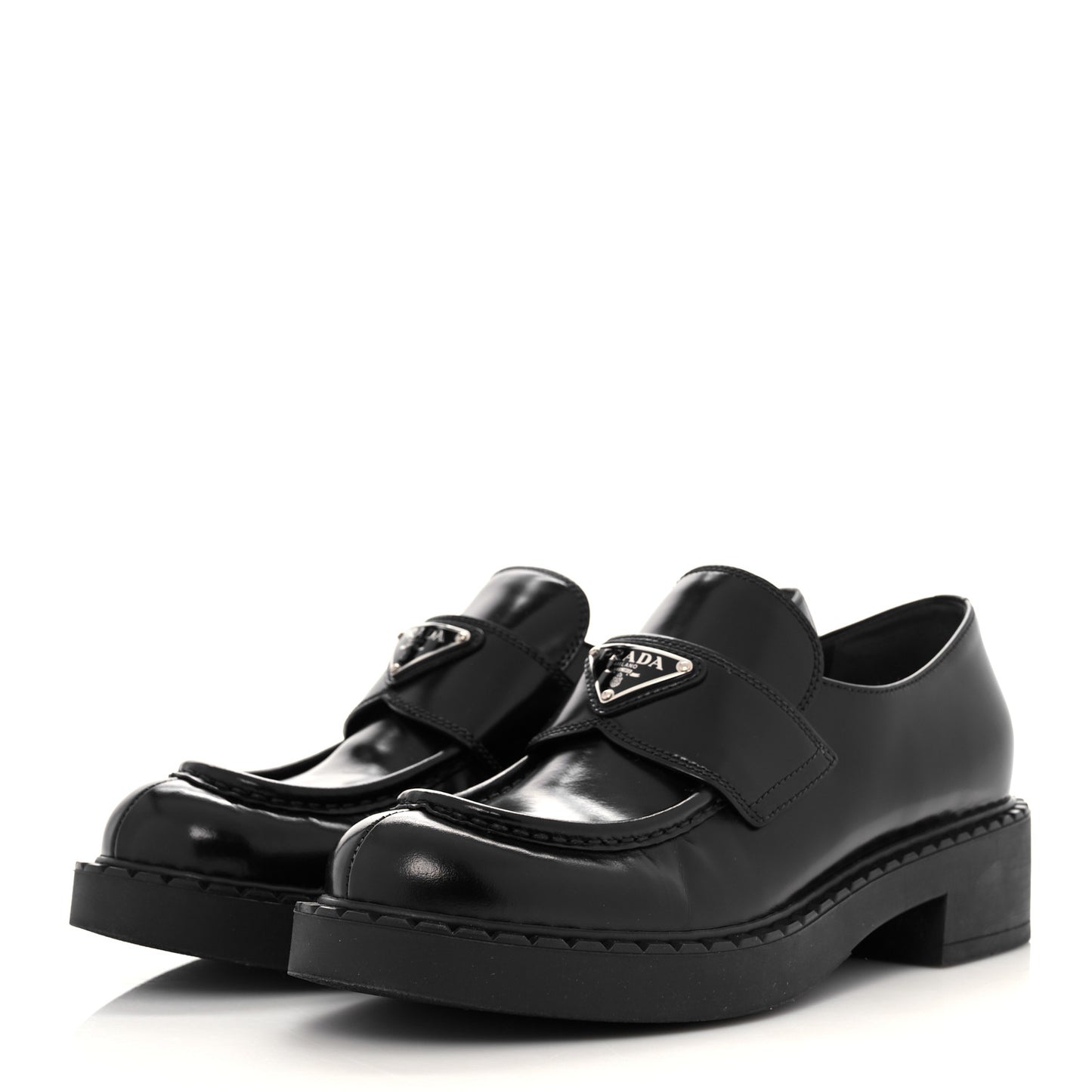 Spazzolato Metal Triangle Logo 50mm Loafers 39 Black