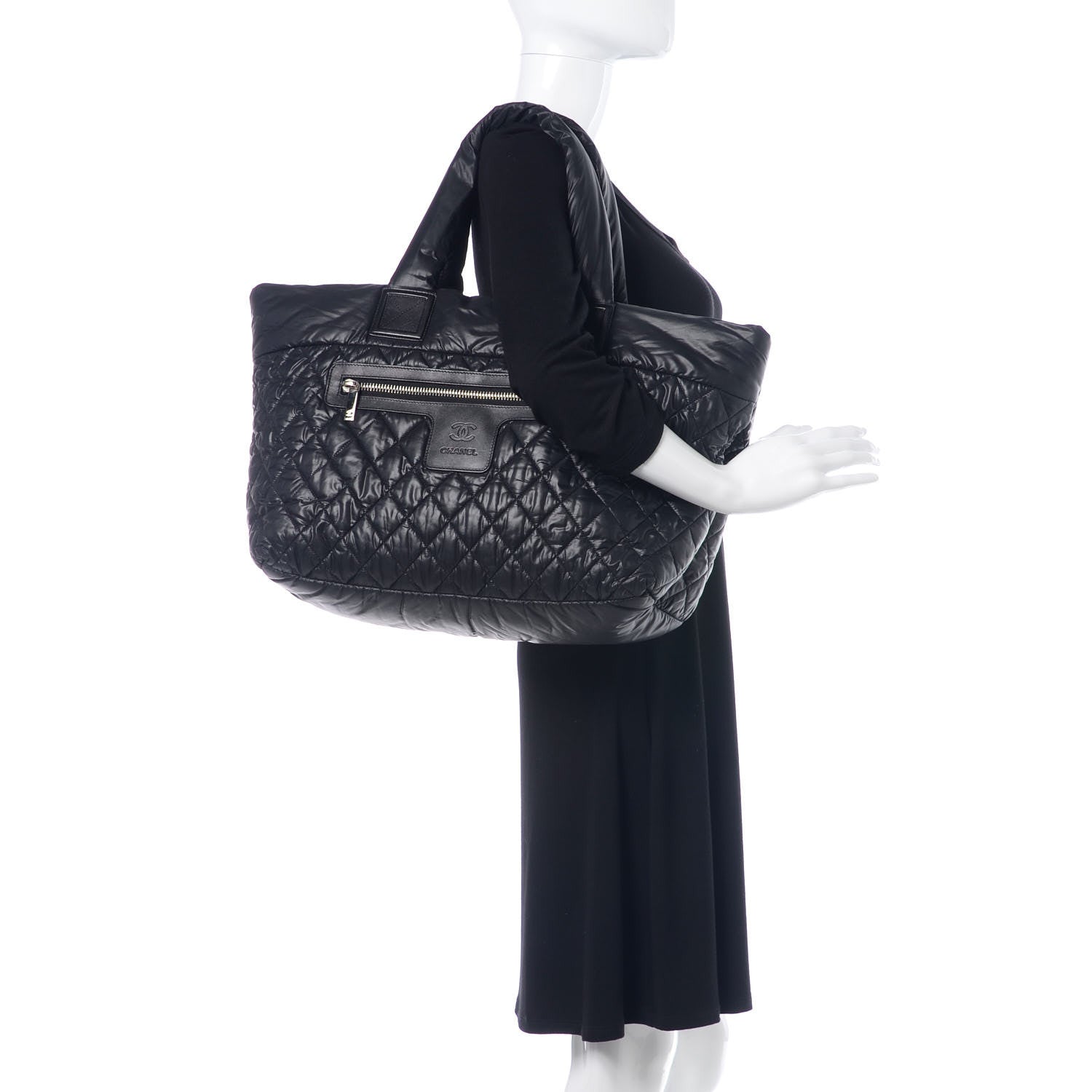 Chanel Nylon Quilted Large Coco Cocoon Tote Black 3 of 9