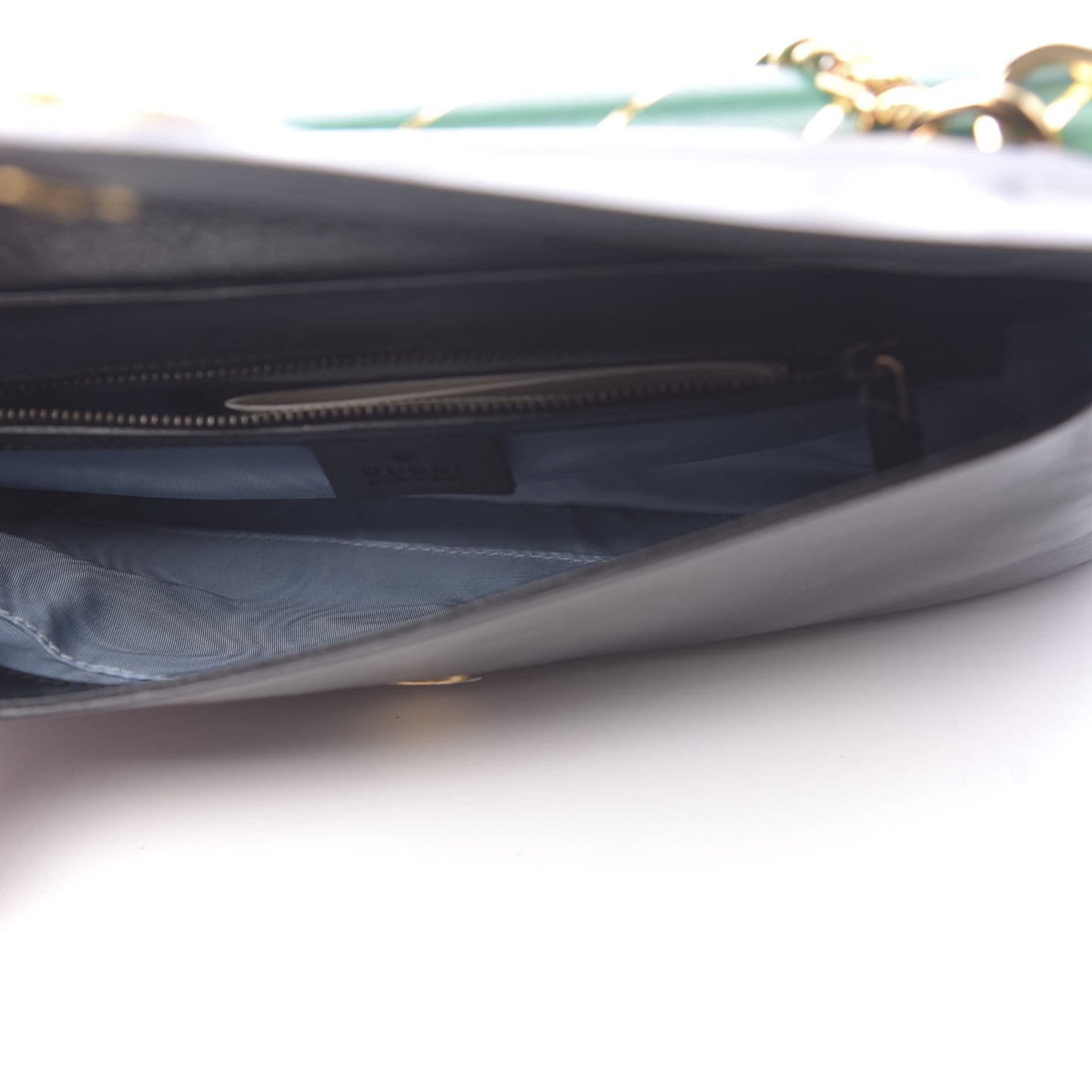 Calfskin Diagonal GG Medium Thiara Double Envelope Shoulder Bag Emerald Green Black