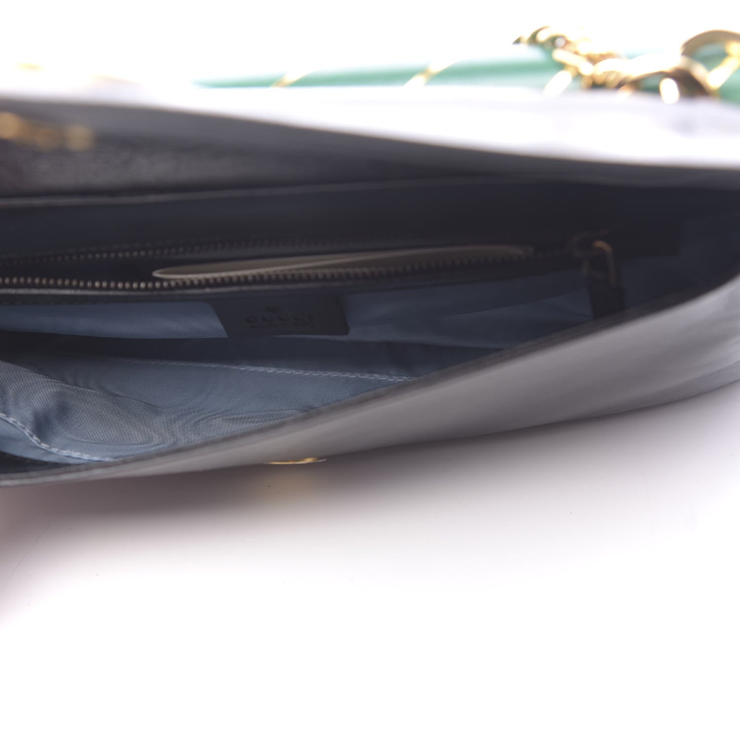 Gucci Calfskin Diagonal GG Medium Thiara Double Envelope Shoulder Bag Emerald Green Black 6 of 12