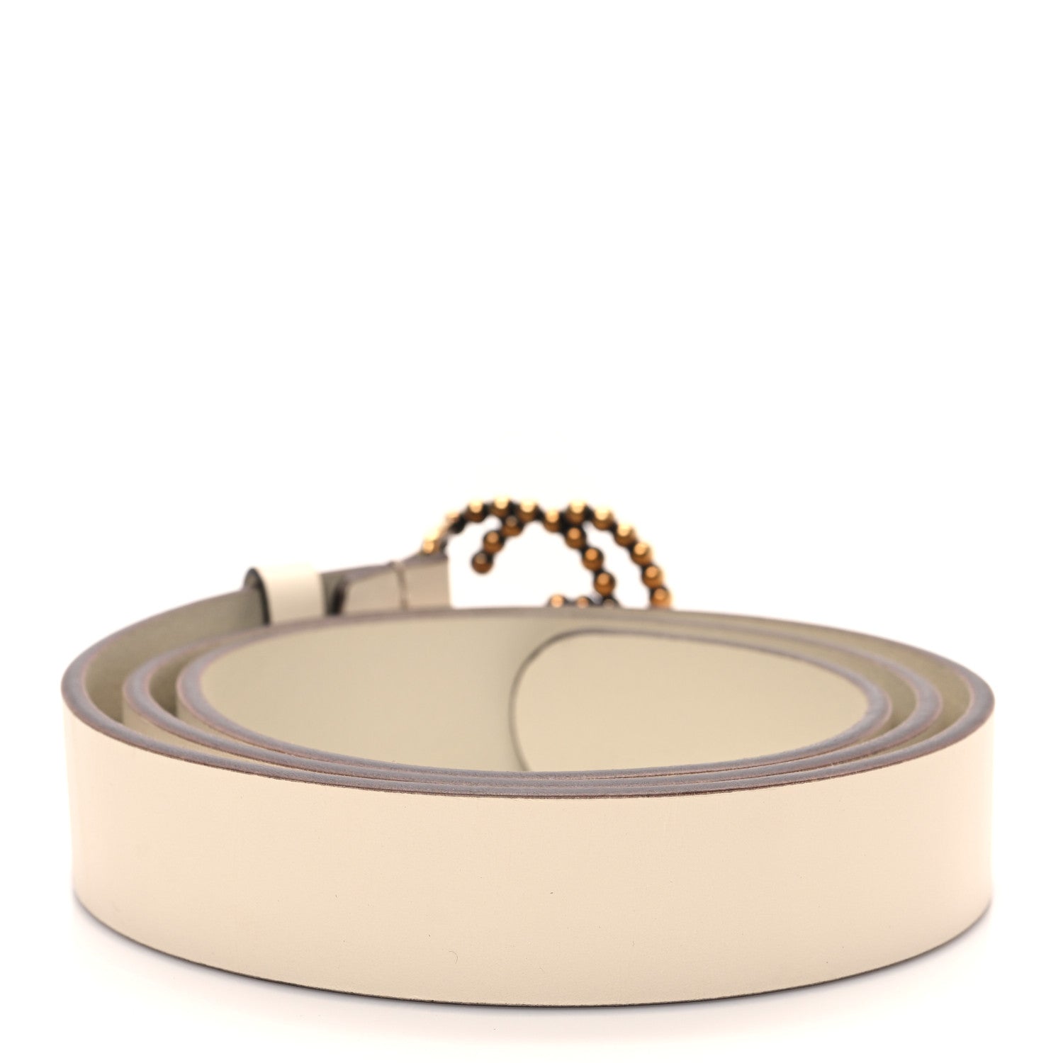 Gucci Margaux Calfskin Studded Interlocking G 30mm Belt 95 38 Mystic White 2 of 5