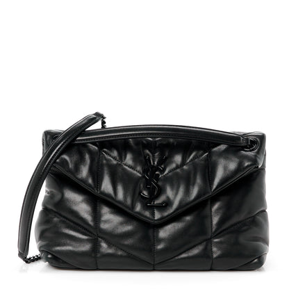 Saint Laurent Lambskin Quilted Monogram Monochrome Small Loulou Puffer Chain Satchel Black 1 of 11