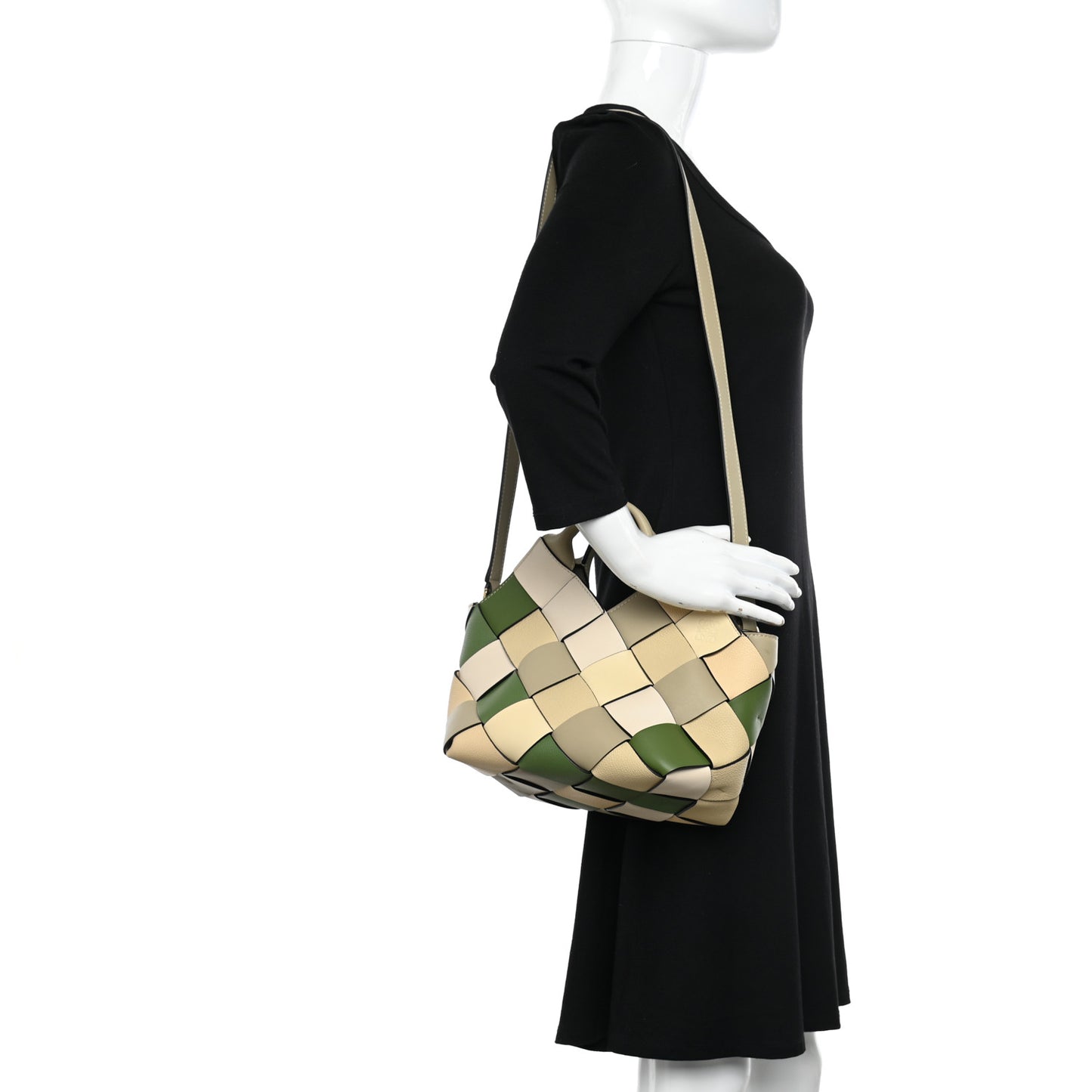 Calfskin Woven Small The Surplus Collection Basket Bag Avocado Ivory