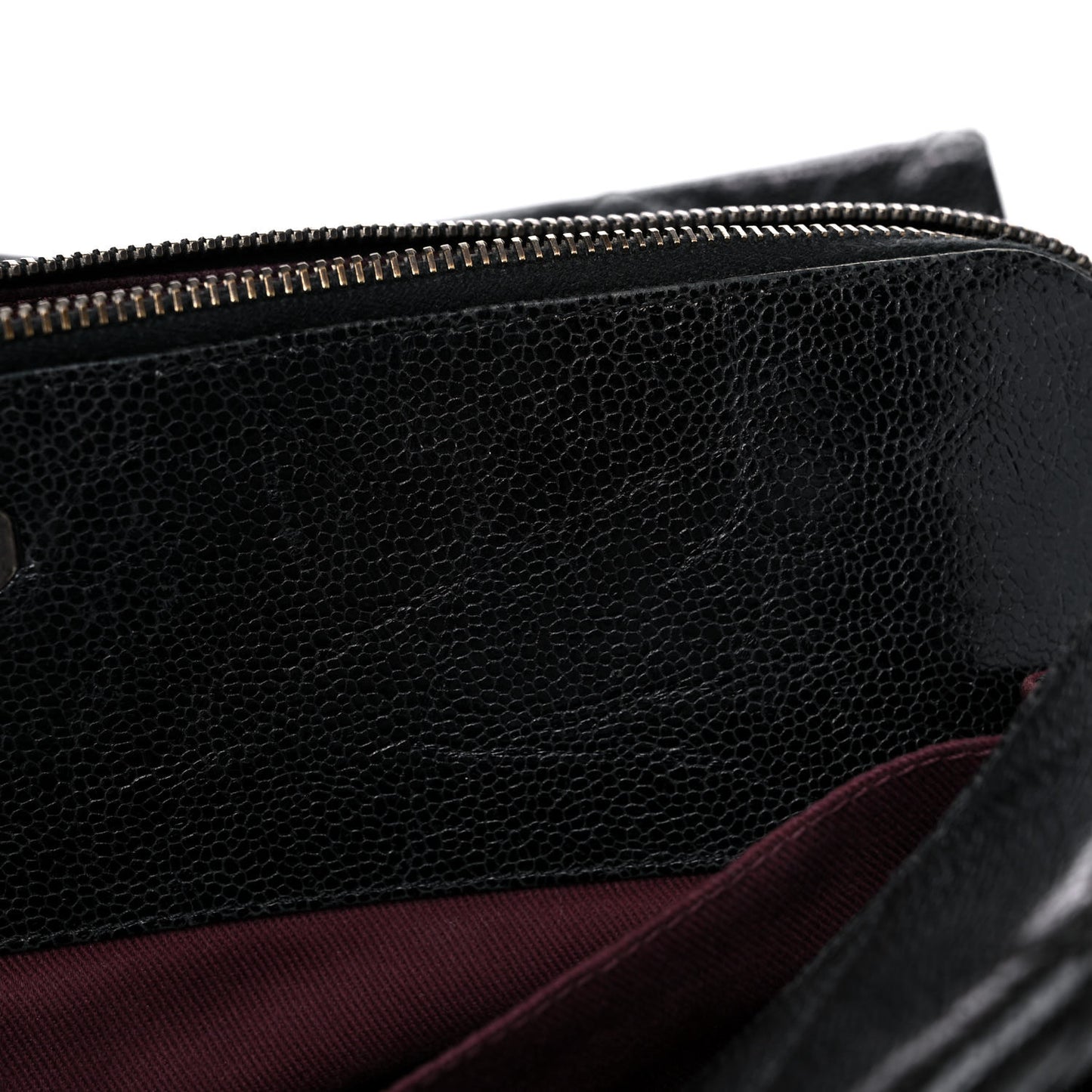 Crumpled Grained Calfskin Quilted CC Crave Tote Black