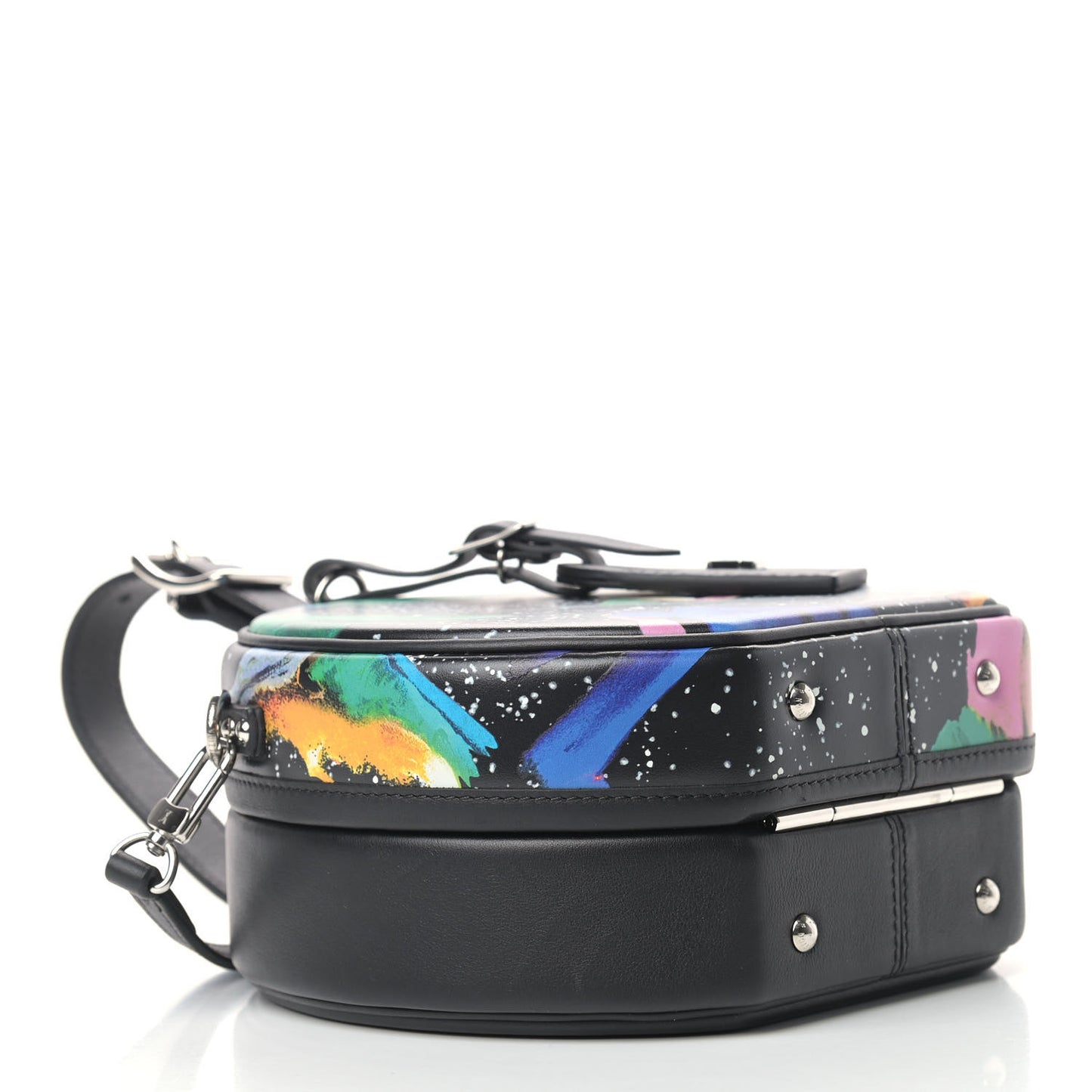 Calfskin Splash Print Petite Boite Chapeau Black