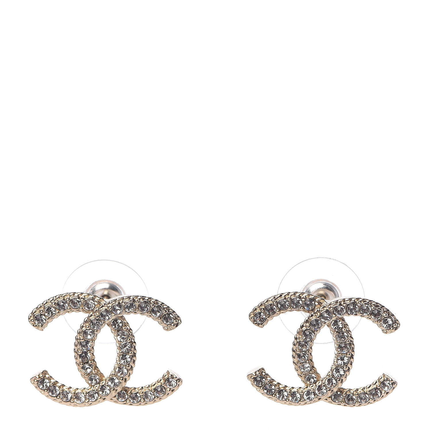 Chanel Crystal CC Earrings Gold 1 of 5
