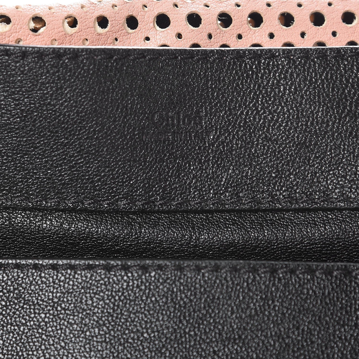 Chloe Calfskin Perforated Medium Marcie Round Crossbody Bag Black 5 of 9