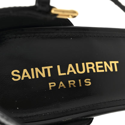 Saint Laurent Patent Calfskin Amber 105 Ankle Strap Sandals 37 Black 8 of 12