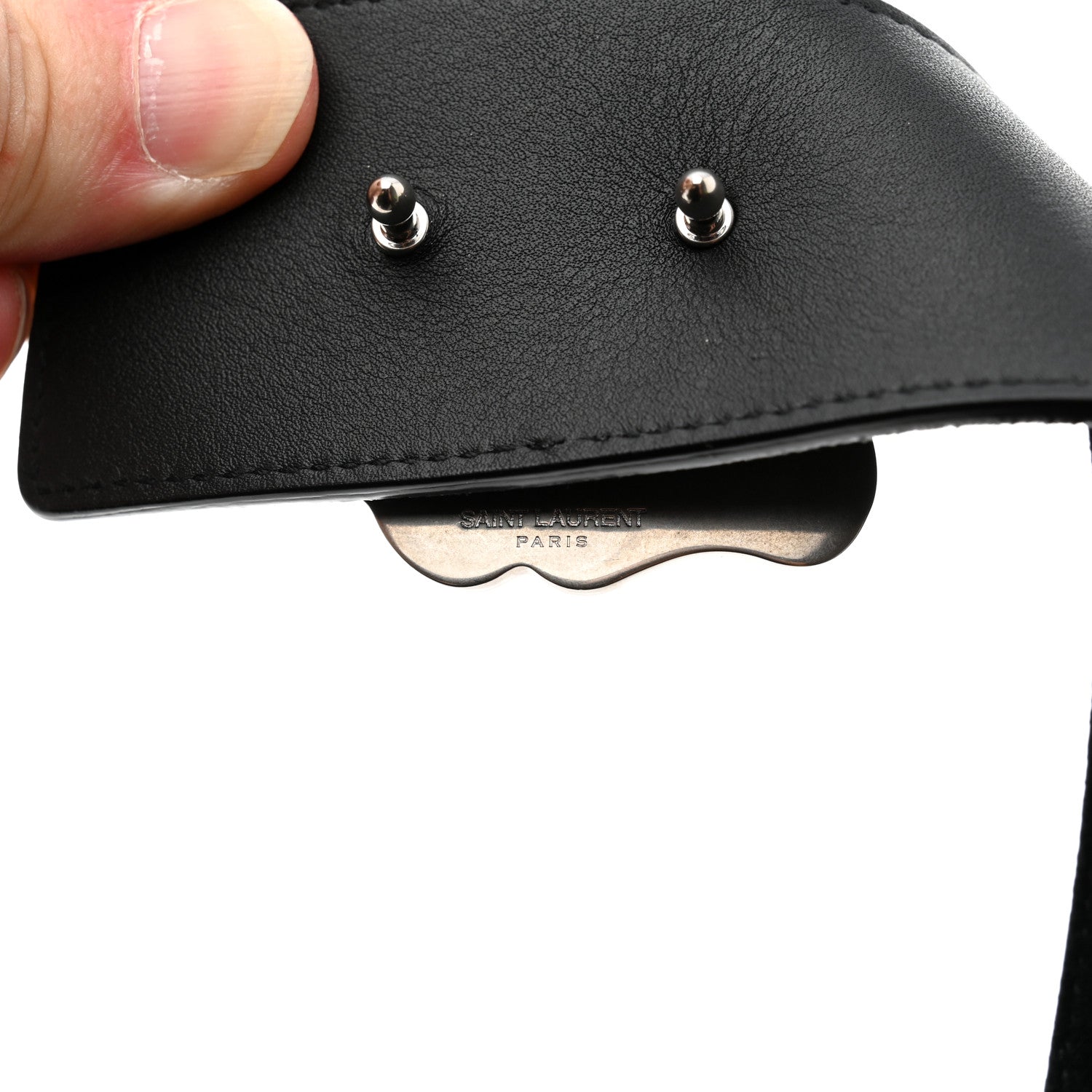 Saint Laurent Suede Crystal Clover Belt 80 32 Black 7 of 7