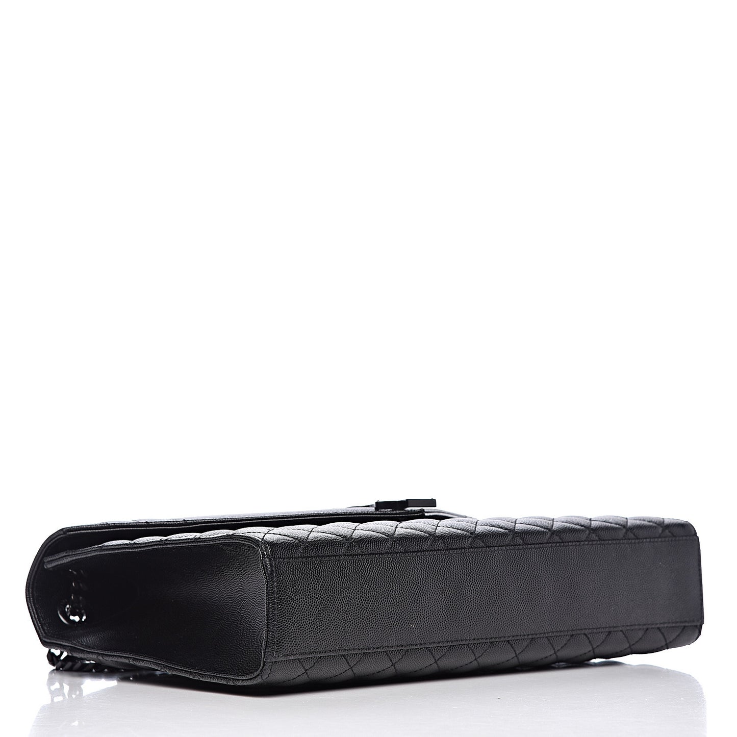 Grain De Poudre Textured Mixed Matelasse Large Triquilt Monogram Monochrome Satchel Black