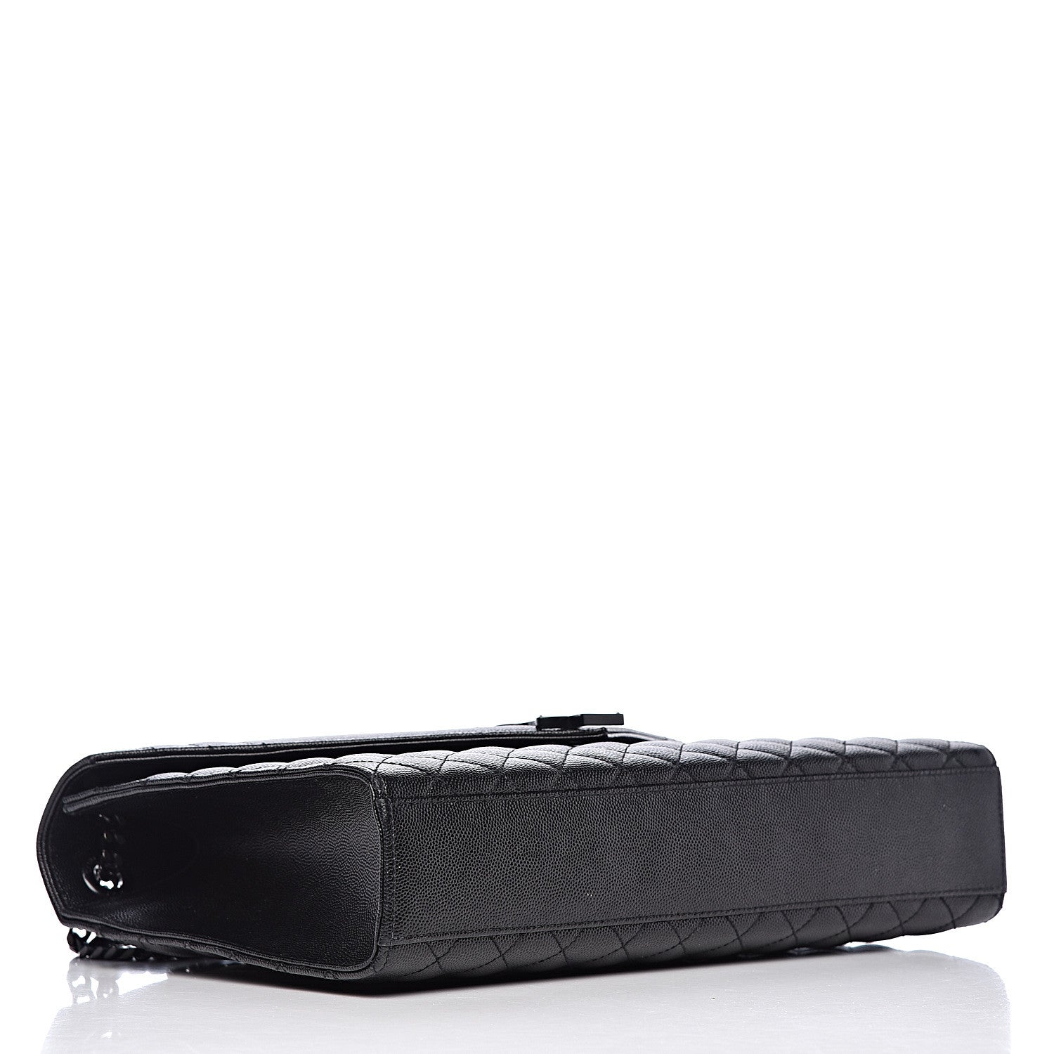 Saint Laurent Grain De Poudre Textured Mixed Matelasse Large Triquilt Monogram Monochrome Satchel Black 4 of 11