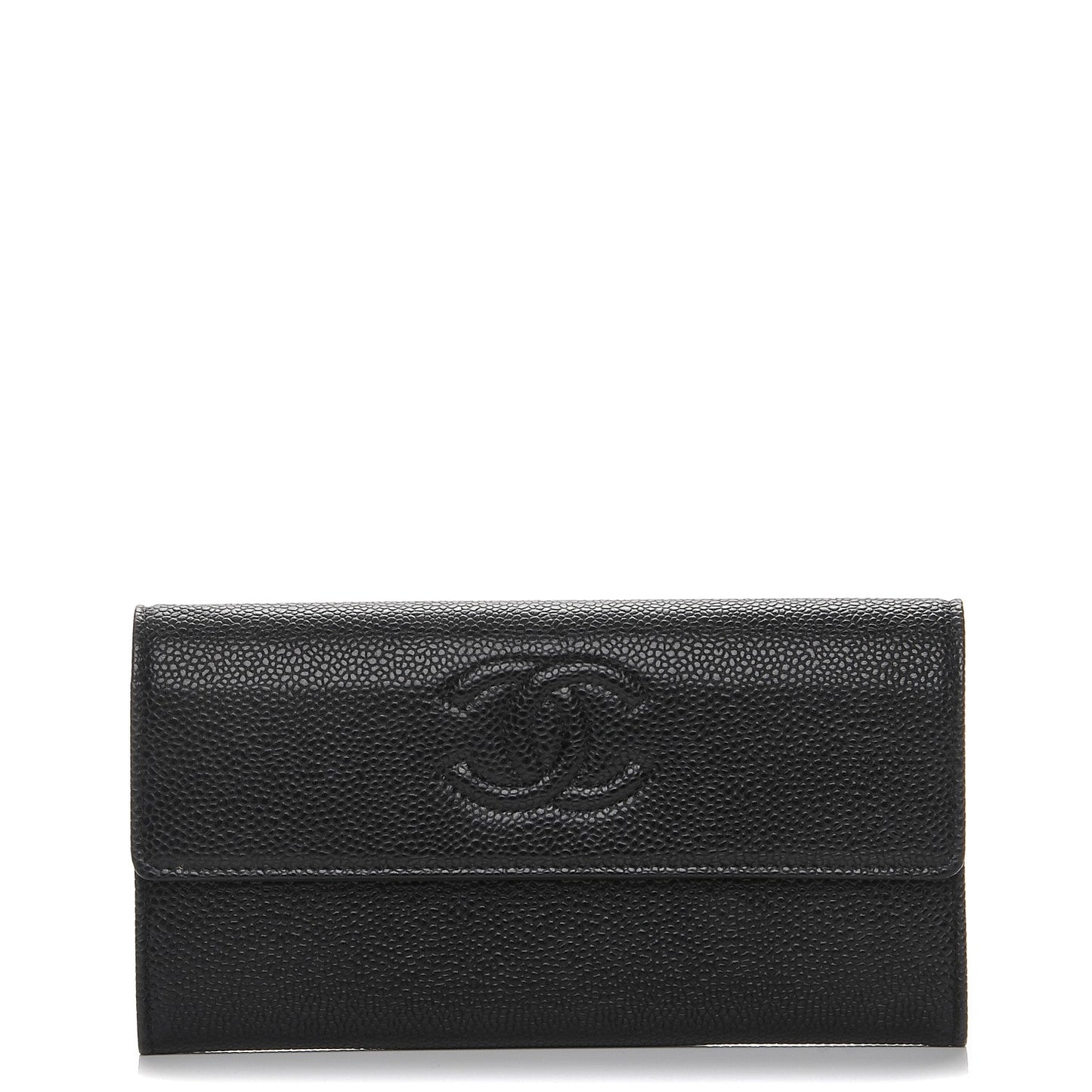 Caviar Timeless CC Large Gusset Flap Wallet Black