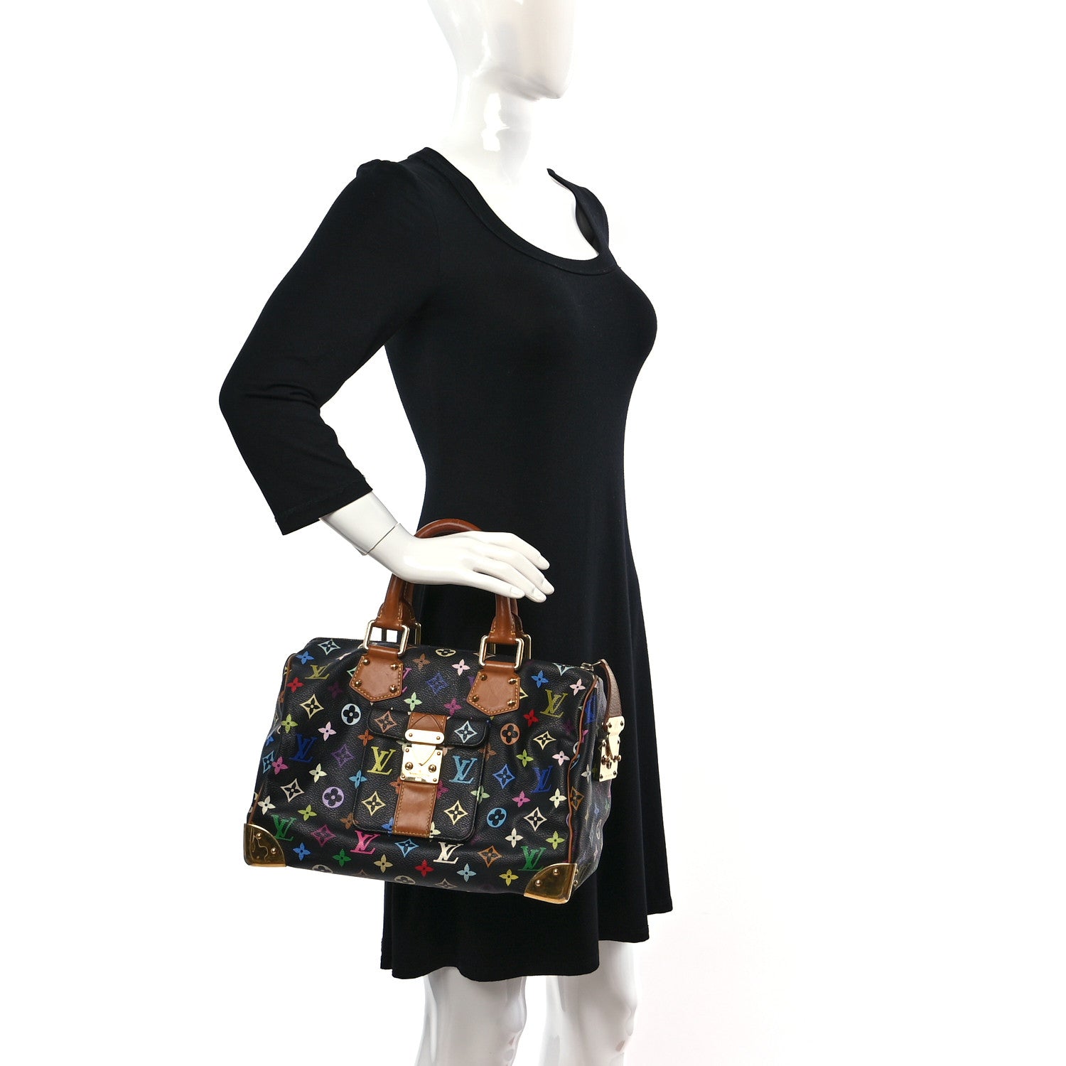 Louis Vuitton Monogram Multicolor Speedy 30 Black 2 of 10