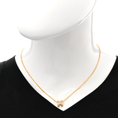 Hermes Lacquered Gold Mini Pop H Pendant Necklace Marron Glace 2 of 8
