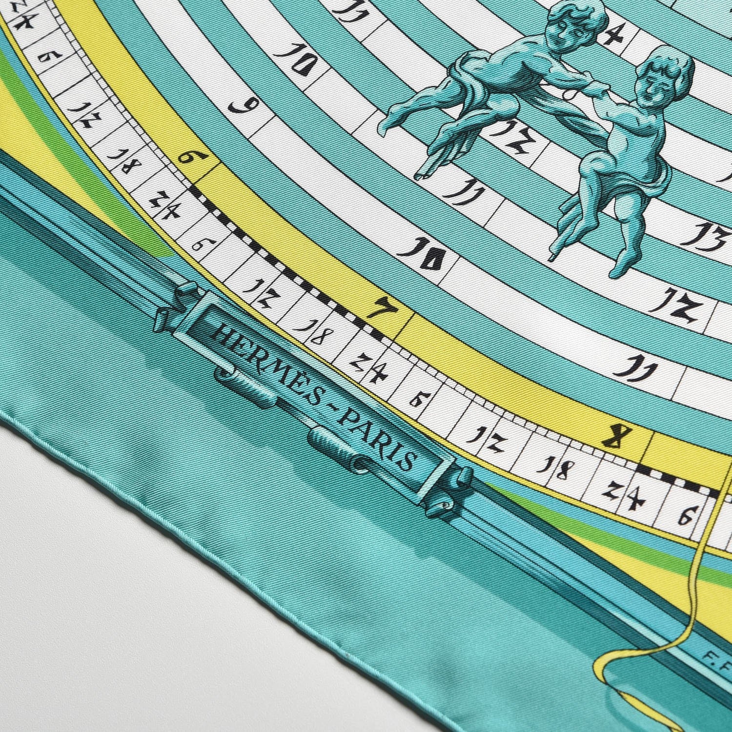 Hermes Silk Astrologie Scarf 90 Aqua Vert Anis Blanc 3 of 5