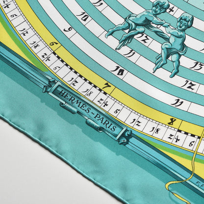 Hermes Silk Astrologie Scarf 90 Aqua Vert Anis Blanc 3 of 5