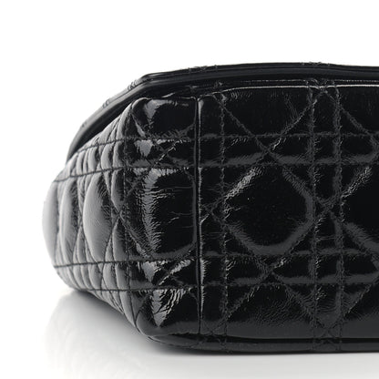 Christian Dior Crinkled Patent Lambskin Cannage Medium Caro Bag Black 8 of 9