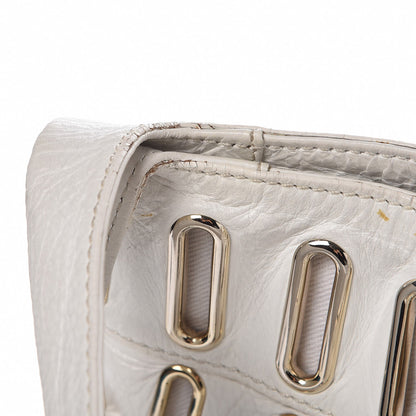 Jimmy Choo Calfskin Grommet Khan Hobo White 16 of 20