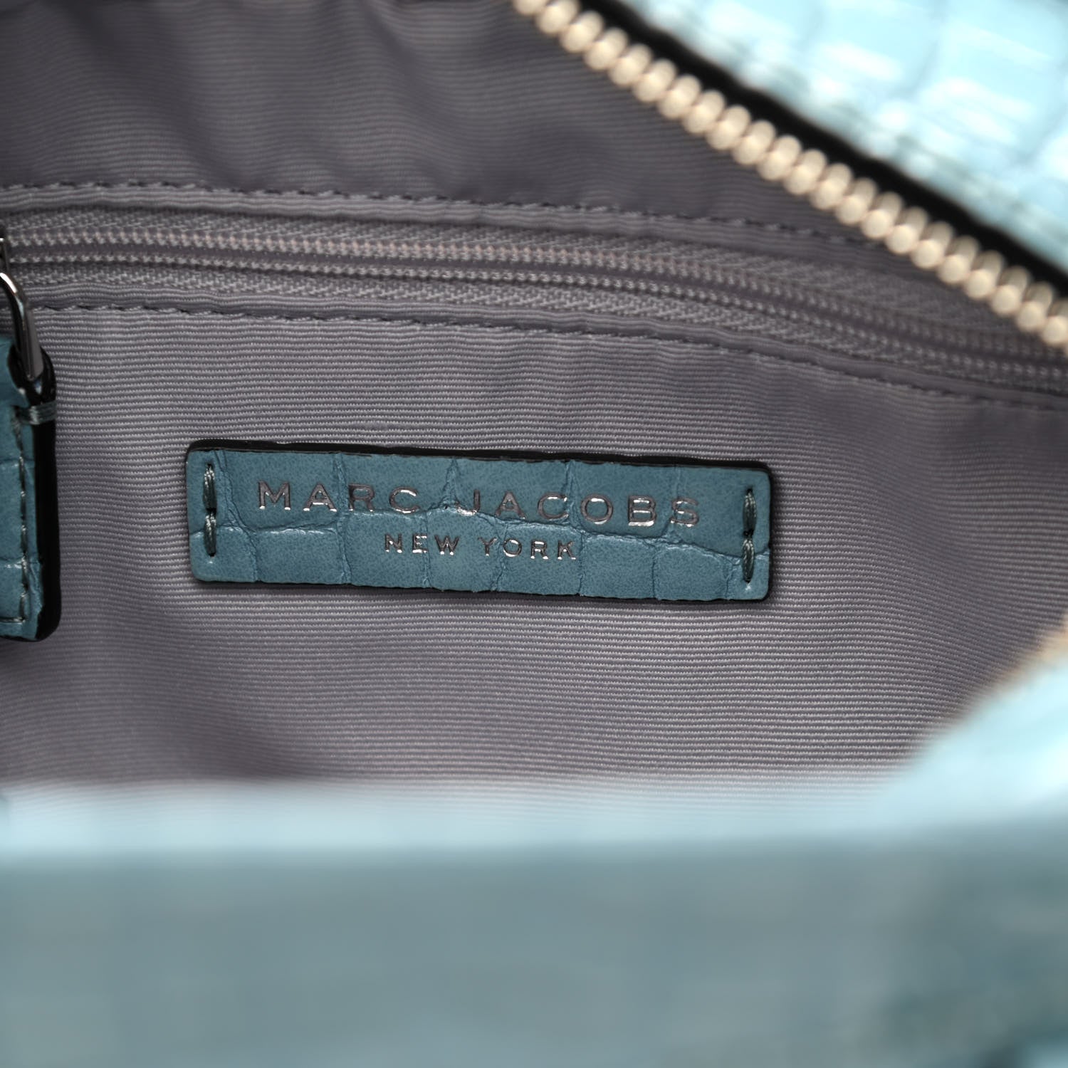 Marc Jacobs Calfskin Crocodile Embossed Stone Blue 6 of 9