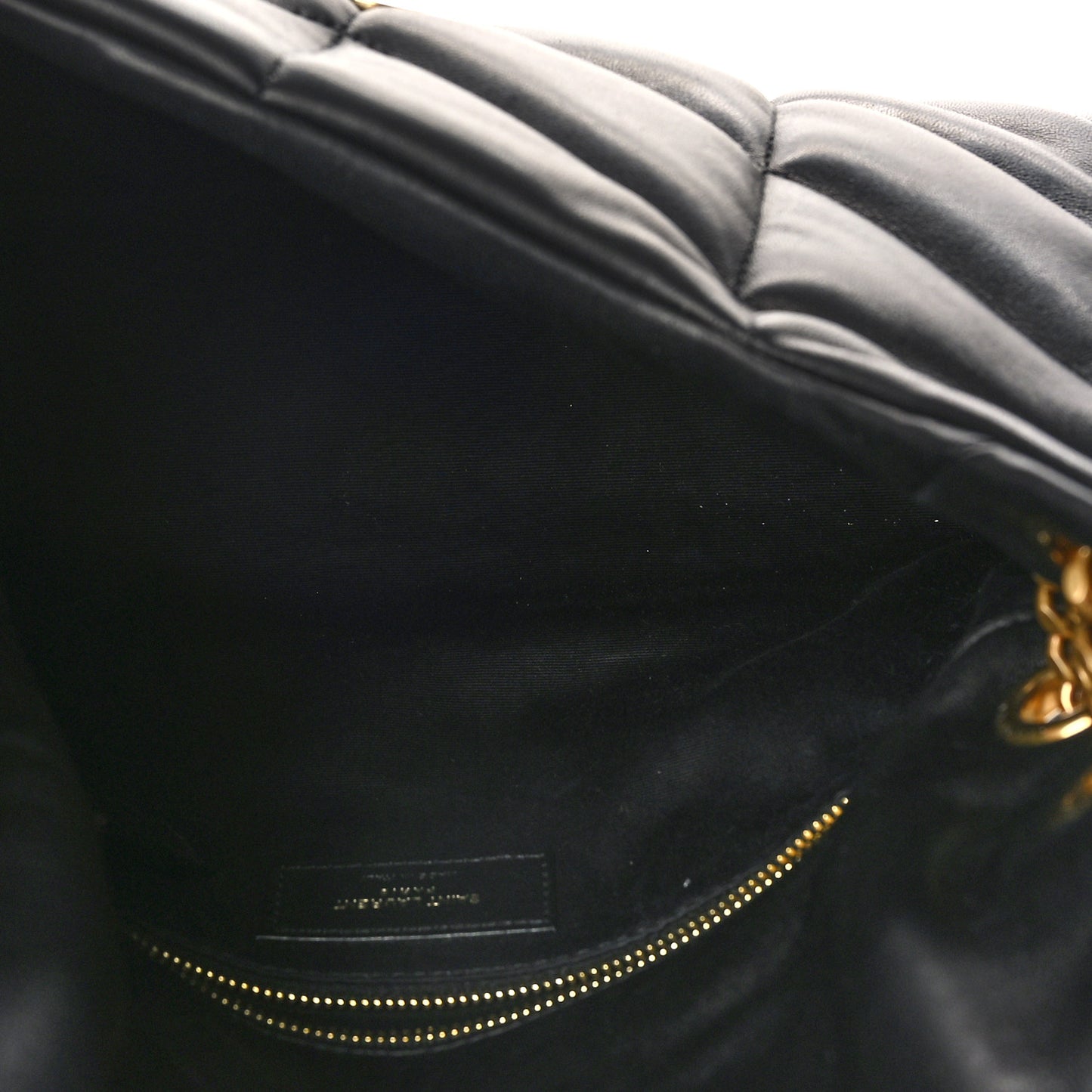 Lambskin Quilted Small Loulou Puffer Monogram Chain Satchel Black