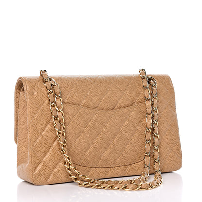 Chanel Caviar Quilted Medium Double Flap Beige 3 of 9