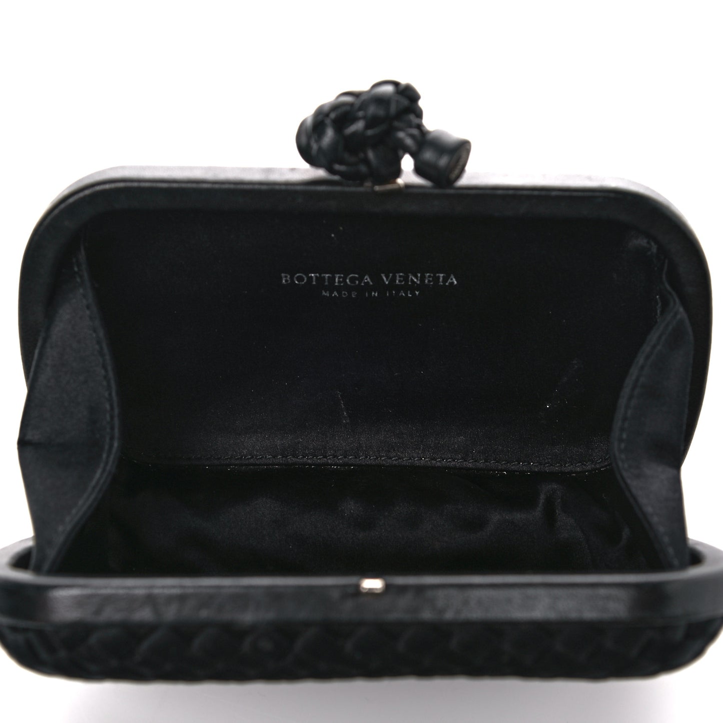 Satin Intreccio Impero Knot Clutch Black